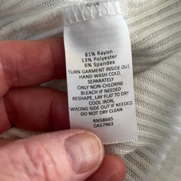 Caslon Dolman Sleeve Ribbed Knit V-Neck Baggy Oversized Fit White Sweater Large - Picture 11 of 13